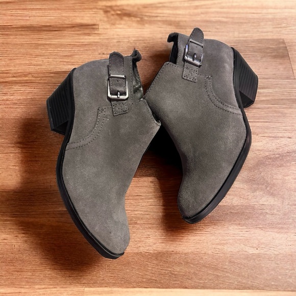 Sonoma Goods For Life Gray Leather Suede Ankle Boots 7 Medium - Picture 7 of 7